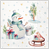 Papierservietten 3-lagig 33 x 33 cm 20 Stück Weihnachtsschneemann und Schlitten