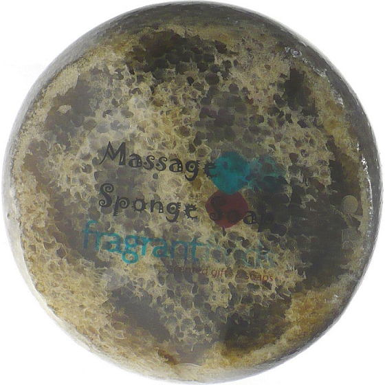 Fragrant Cherub Glycerinseife mit Massageeffekt und einem Schwamm, gefüllt mit dem Duft des Parfums Thierry Mugler Angel in dunkelblauer Farbe, 200 g