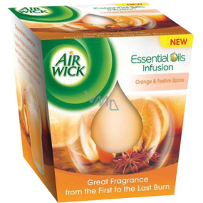 Air Wick Ätherische Öle Infusion Orange und festliche Gewürzkerze Duftkerze in Glas 105 g