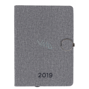 Albi Diary 2019 Woche mit Metallschnalle Grau 13,2 x 18 x 1,5 cm