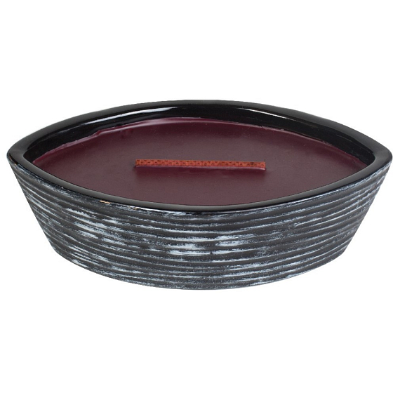 WoodWick Black Cherry - Black Cherry Collection Premium-Duftkerze mit breitem Holzdocht und Bootsdeckel 453 g