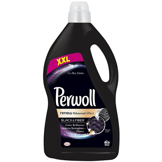 Perwoll Black & Fibre Waschgel stellt eine intensive schwarze Farbe wieder her und schützt vor Formverlust 60 Dosen von 3,6 l