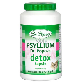 DR. Popov Psyllium Detox Für eine intensive Körperreinigung eine Kombination aus Ballaststoffen und wirksamen Pflanzenextrakten 120 Kapseln / 104 g