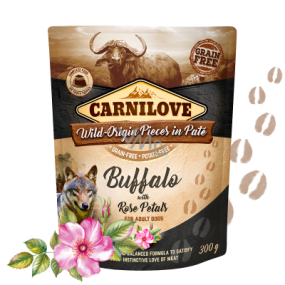 Carnilove Hundebeutel Paté Buffalo mit blutleeren Taschen mit Rosenblättern für erwachsene Hunde 300 g