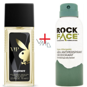Playboy VIP parfümiertes Deo-Glas für Männer 75 ml + RockFace Protection 48h Antitranspirant Deo-Spray für Männer 150 ml, Duopack