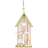 Grünes Holzhaus mit Hase zum Aufhängen 16 cm