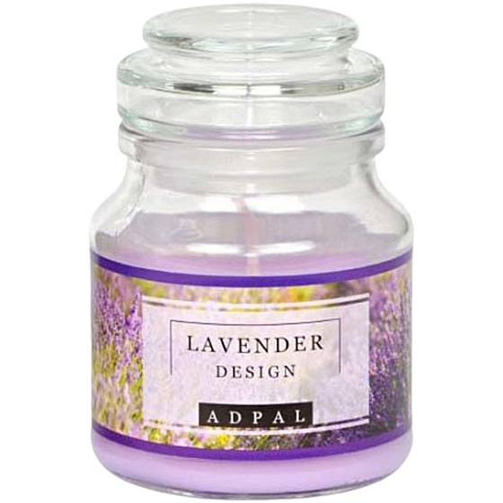 Adpal Lavendel Design Duftkerze Glas mit Glasdeckel 70 x 100 mm