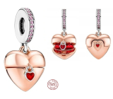 Charms Sterling Silber 925 Love heart opening rose vergoldet, Anhänger für Liebesarmband