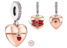 Charms Sterling Silber 925 Love heart opening rose vergoldet, Anhänger für Liebesarmband