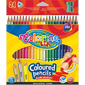 Colorino Buntstifte dreieckig 24 Farben + Bleistiftspitzer