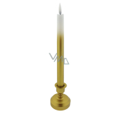 LED Kerze lang auf Sockel weiß - gold 25,5 cm