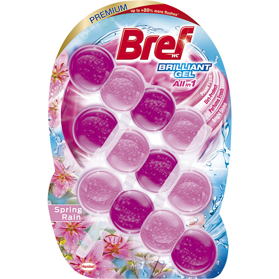 Bref Brilliant Gel Spring Rain WC Block 3× 42 g