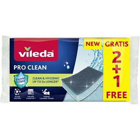 Vileda Pro Clean Schwamm für Geschirr, 2+1 Stück