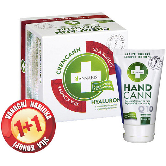 Annabis Cremcann Hyaluron Hanf feuchtigkeitsspendende Gesichtscreme 50 ml + Handcann Q10 Hanf regenerierende Handcreme, trocken, rissig 75 ml