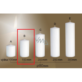 Lima Gastro glatte Kerze weißer Zylinder 80 x 150 mm 1 Stück