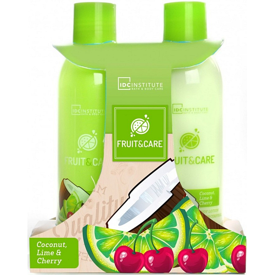 Idc Institute Fruit & Care Duschgel aus Kokosnuss, Limette und Kirsche 180 ml + Körperlotion 180 ml, Kosmetikset