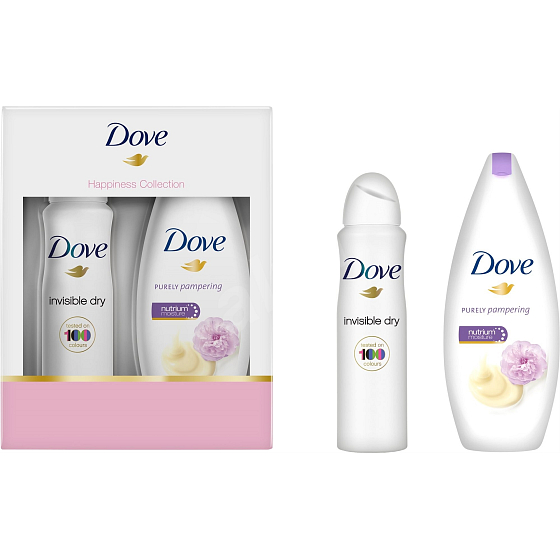 Dove Purely Pampering 250 ml Frauendusche und -creme + Invisible Dry Antitranspirant Spray 150 ml