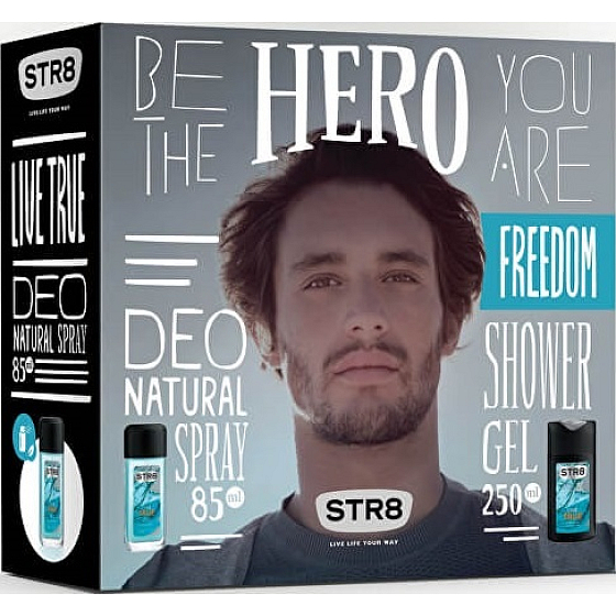 Str8 Live True parfümiertes Deodorantglas für Männer 85 ml + Duschgel 250 ml, Kosmetikset