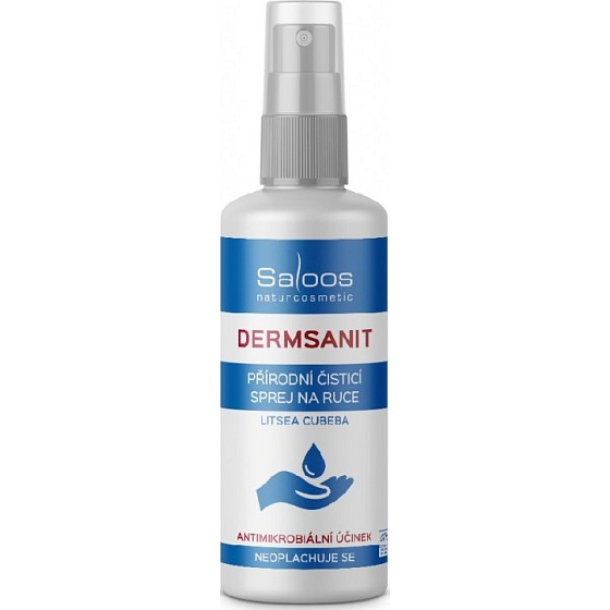 Saloos Dermsanit antimikrobielles natürliches spülfreies Handreinigungsspray 70% Alkohol 100 ml