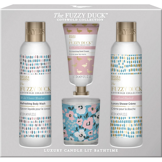 Baylis & Harding Forest Glocken- und Blumenwiesen-Reinigungsgel 250 ml + Duschcreme 250 ml + Handcreme 30 ml + Duftkerze 60 g, Kosmetikset