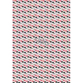 Ditipo Geschenkpapier 70 x 100 cm Weiße rote, schwarze und graue Fliege 2 Blatt