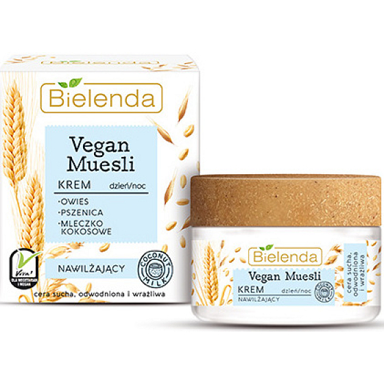 Bielenda Veganer Müsli Weizen + Hafer + Kokosmilch Feuchtigkeitsspendende Tages- / Nachtcreme 50 ml