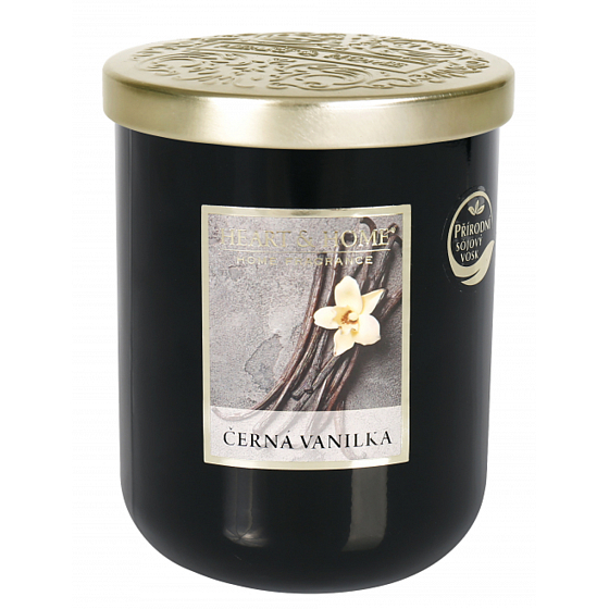 Heart & Home Black Vanilla Soja-Duftkerze groß brennt bis zu 70 Stunden 340 g