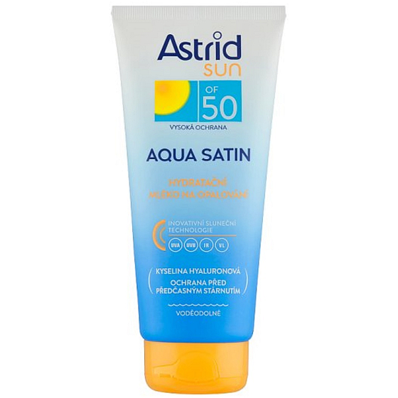 Astrid Sun Aqua Satin OF50 Wasserfeste, feuchtigkeitsspendende Bräunungslotion 200 ml