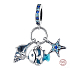 Charm Sterlingsilber 925 Fisch, Muschel, Seestern 3-in-1, Anhänger für Armband Meer