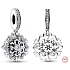 Sterling Silber 925 Schneeflocke mit Zirkonia 2in1, Weihnachtsarmband-Anhänger
