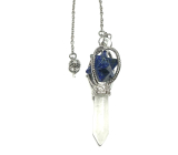 Lapis Lazuli Merkaba Pendel + klarer Quarz, Natursteinanhänger, Stein der Transformation