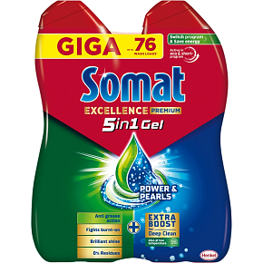 Somat Excellence Duo Gel für die Geschirrspülmaschine, 2 x 684ml, 76 Waschgänge