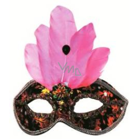Marmorierte Ballmaske mit Federn 30 cm geeignet für Erwachsene