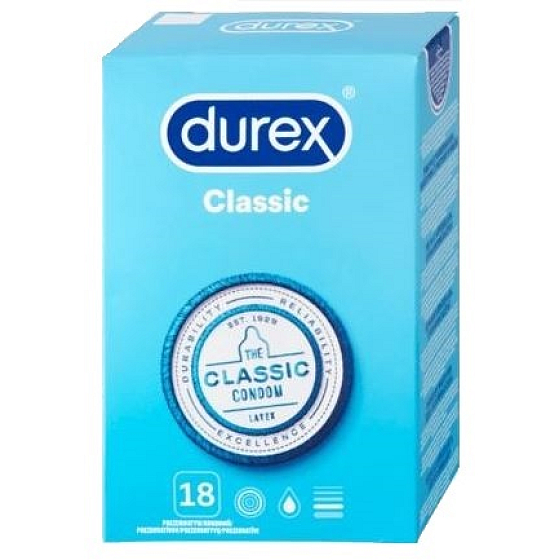 Durex Classic klassisches Kondom nominale Breite: 56 mm 18 Stück