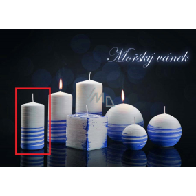 Lima Aromatische Spirale Meeresbrise Kerze weiß - blauer Zylinder 50 x 100 mm 1 Stück