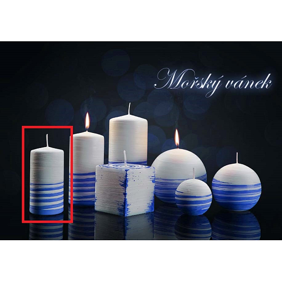 Lima Aromatische Spirale Meeresbrise Kerze weiß - blauer Zylinder 50 x 100 mm 1 Stück