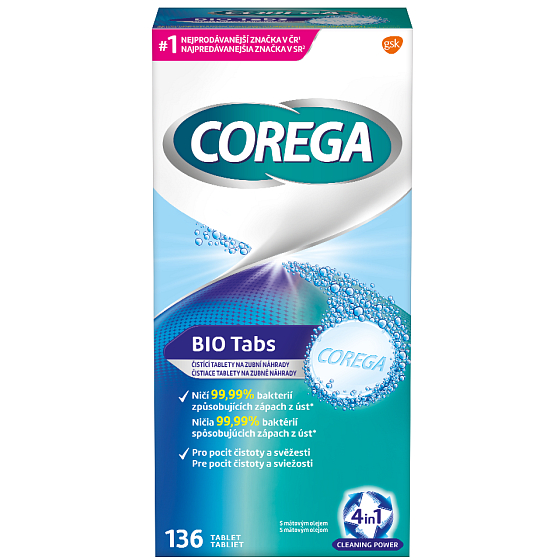 Corega Tabs Antibakterielle 3-Minuten-Reinigungstabletten für Prothesen 136 Stück