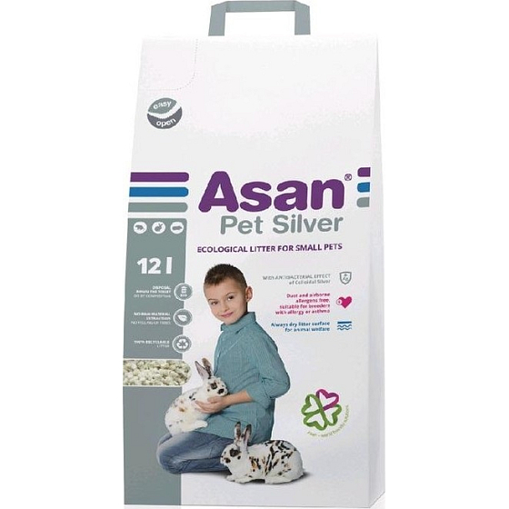 Asan Pet Silberstreu für Zwergkaninchen und Nagetiere 12 l