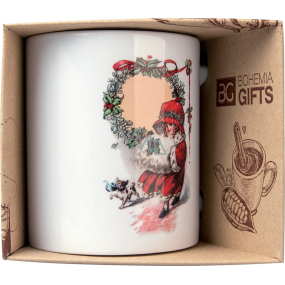 Böhmen Geschenke Keramikbecher mit einem Bild von einem kleinen Mädchen und Weihnachten 350 ml
