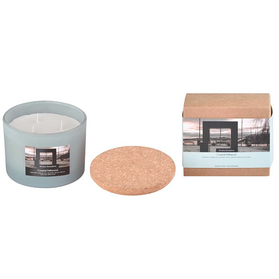 Arome Aroma Sensation Coastal Driftwood Duftkerze in Glas mit Korkdeckel 100 x 80 mm 3 Dochte