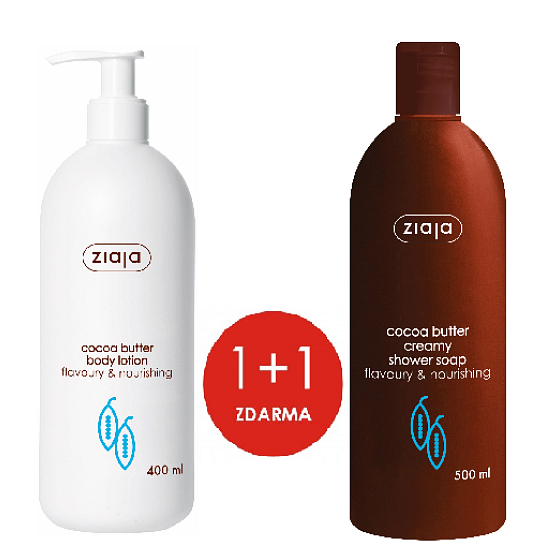 Ziaja Kakaobutter Körperlotion 400 ml + cremige Duschseife 500 ml, Duopack