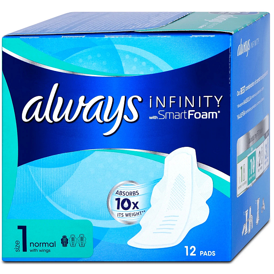 Always Infinity Normal Damenbinden mit Flügeln 12 Stück
