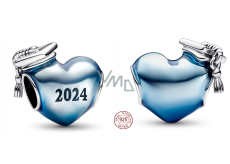 Charme Sterling Silber 925 Graduierung Blau Graduierung Herz 2024, Graduierung Armband Bead