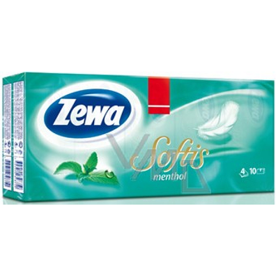 Zewa Softis Menthol Papier parfümierte Taschentücher 4-lagig 10 x 10 Stück