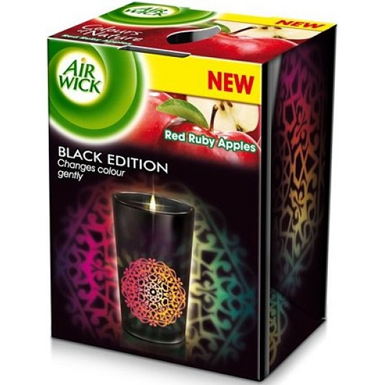 Air Wick Black Edition Duftkerze aus rubinroten Äpfeln in Glas 155 g