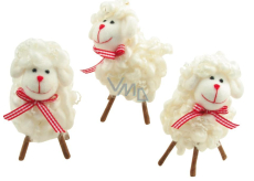 Schafe aus Wolle mit roter Schleife 10 cm 1 Stück