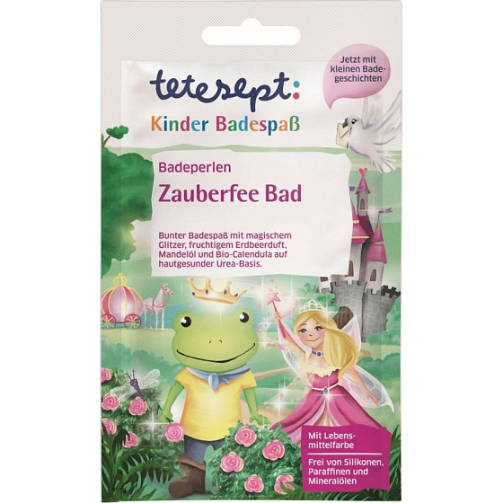 Tetesept Magic Fairies Badeperlen erstaunliche Wasserfarbe, Wirkung mit Glitzer und Knistern für Mädchen 60 g