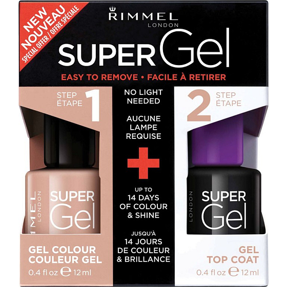 Rimmel London Super Gel von Kate Nagellack 012 Soul Session 12 ml + Super Gel Decklack Decklack Nagel 001 Transparent 12 ml, Duopack