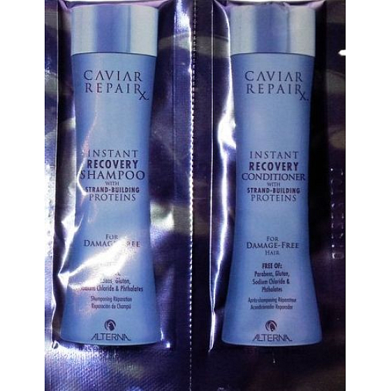 Alterna Caviar RepaiRx Duo Sachet Shampoo und Conditioner Probe für strapaziertes Haar 2 x 7 ml