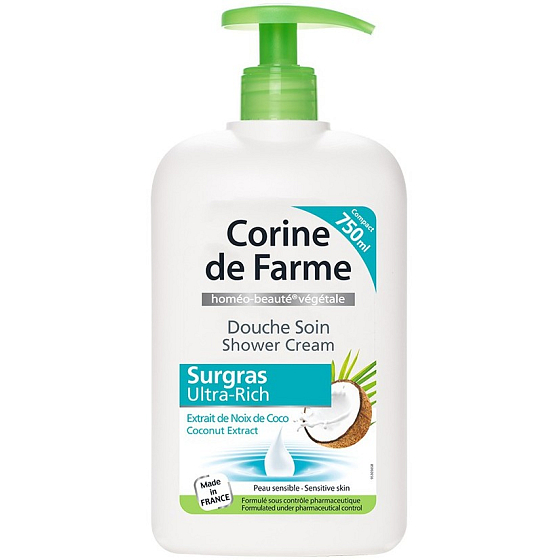 Corine de Farme Surgras Ultra-reiches Duschgel für Kokoscreme für empfindliche Haut Spender 750 ml